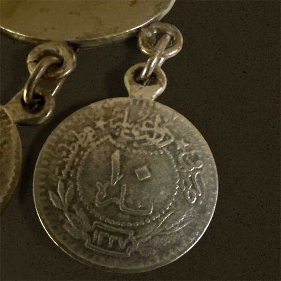 Heavy Boho Earrings 25g Faux Middle Eastern Coin Drops 3” Gypsy Festival Style - Picture 2 of 4